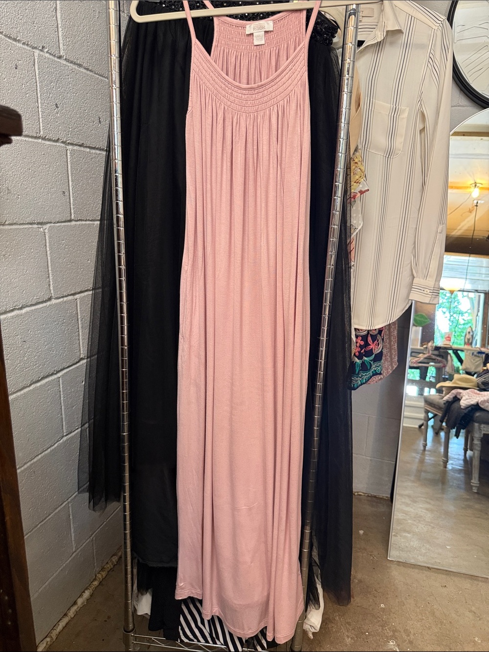 Nordstrom Rock Blush Pink Smocked Neck Maxi Dress